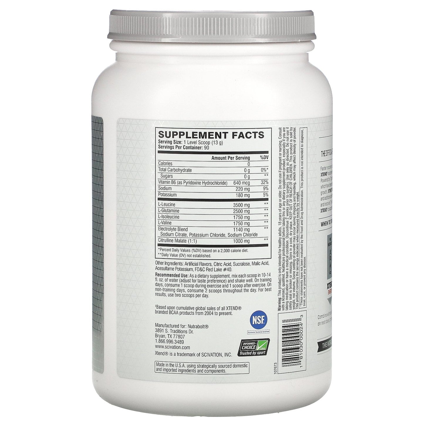 XTEND Original 7G BCAA Powder, Zero Sugar, Watermelon Explosion, 90 Servings