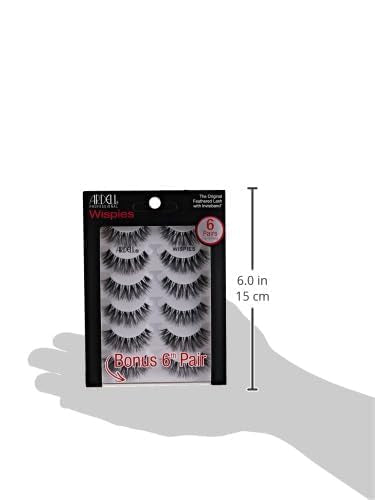 Ardell Demi Wispies - Black, The Original Feathered Lash with Invisiband, 6 pairs, 1-pack