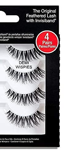 Ardell Demi Wispies - Black, The Original Feathered Lash with Invisiband, 6 pairs, 1-pack