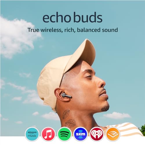 All-new Echo Buds (2023 Release) | True Wireless Bluetooth 5.2 Earbuds with Alexa, audio personalization, multipoint, 20H battery with charging case, fast charging, sweat resistant | Black