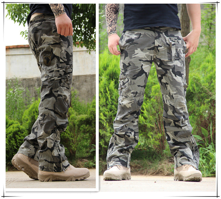 Color: Grey, Size: 35 - Tactical Tooling Mountaineering Pants Men's Loose Straight Leg Long Camouflage Army Pants