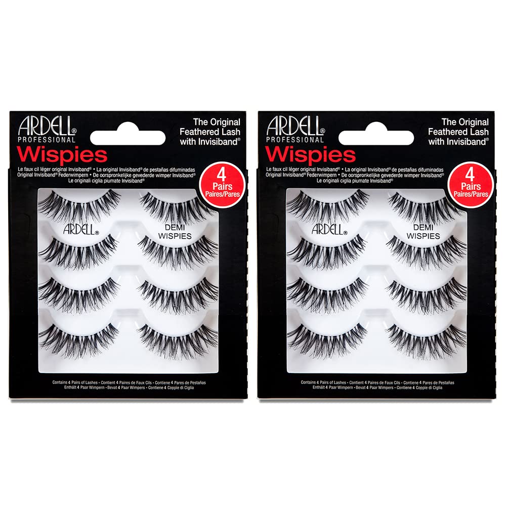 Ardell Demi Wispies - Black, The Original Feathered Lash with Invisiband, 6 pairs, 1-pack