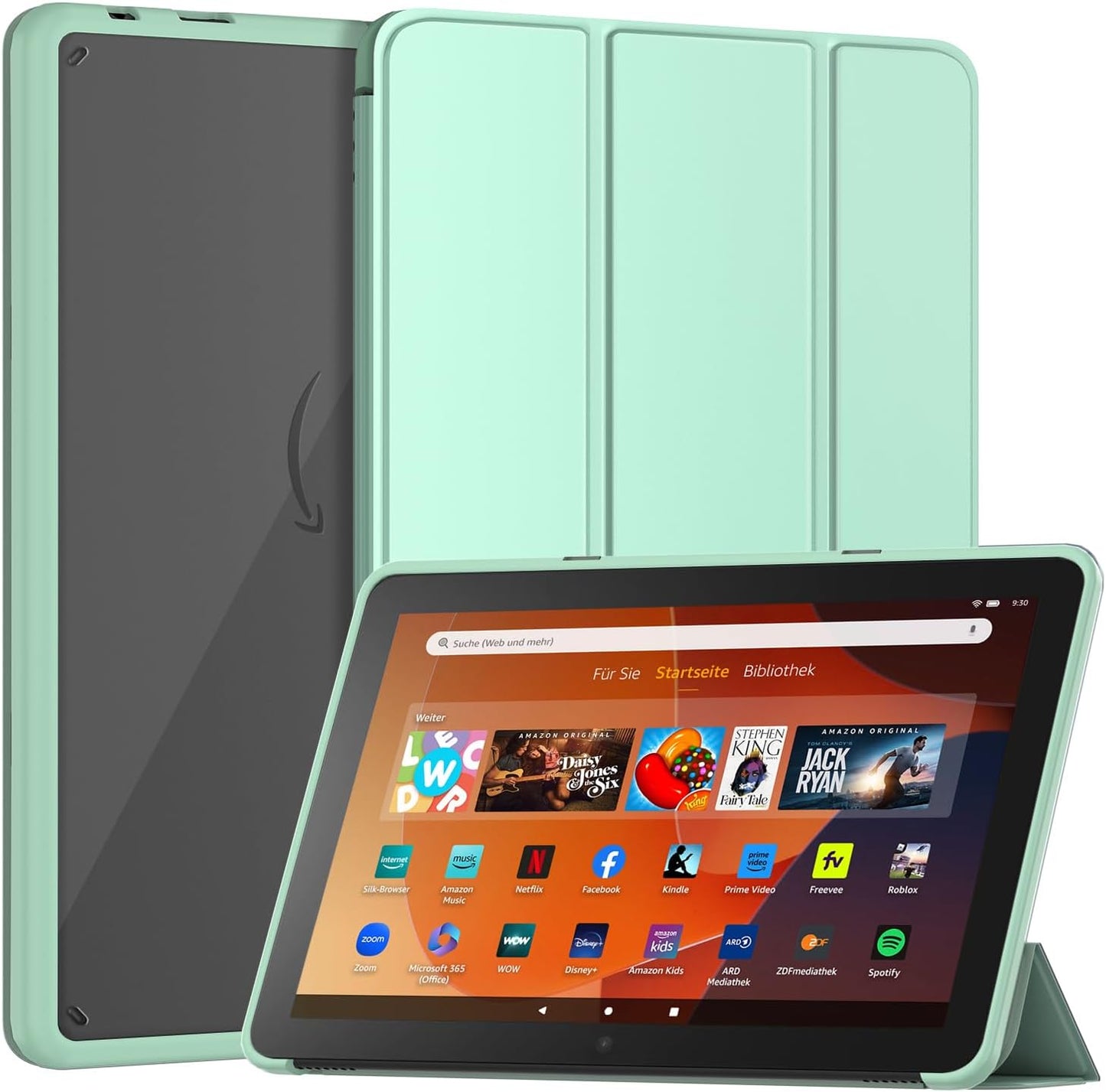 New Amazon Fire HD 10 Tablet Case(Only Fit 13th Gen, 2023 Release), Sanyetral Premium PU Leather Trifold Stand PC Clear Back Cover Case with Auto Wake/Sleep, Not for Nokia iPad Samsung -Navy Blue