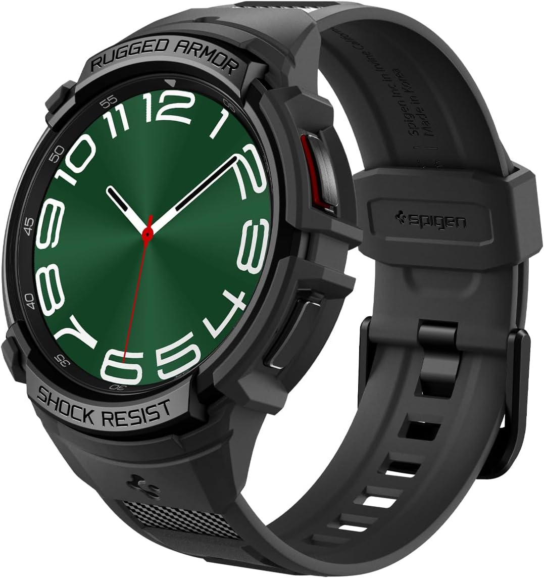 Spigen Rugged Armor Pro Designed for Samsung Galaxy Watch 6 Classic 47mm Case with Band, Rugged Galaxy Watch Band with Protective Case (2023) - Black