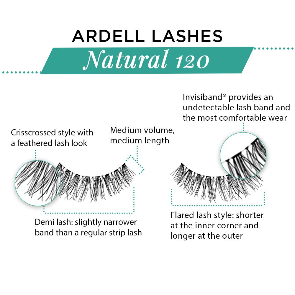 Ardell Natural Lashes False Eyelashes 120 - Black, Natural Look Strip Lashes, Reusable - 4 Pack