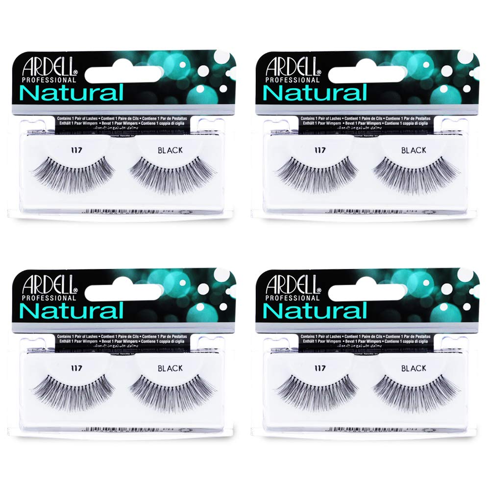 Ardell Natural Lashes False Eyelashes 120 - Black, Natural Look Strip Lashes, Reusable - 4 Pack