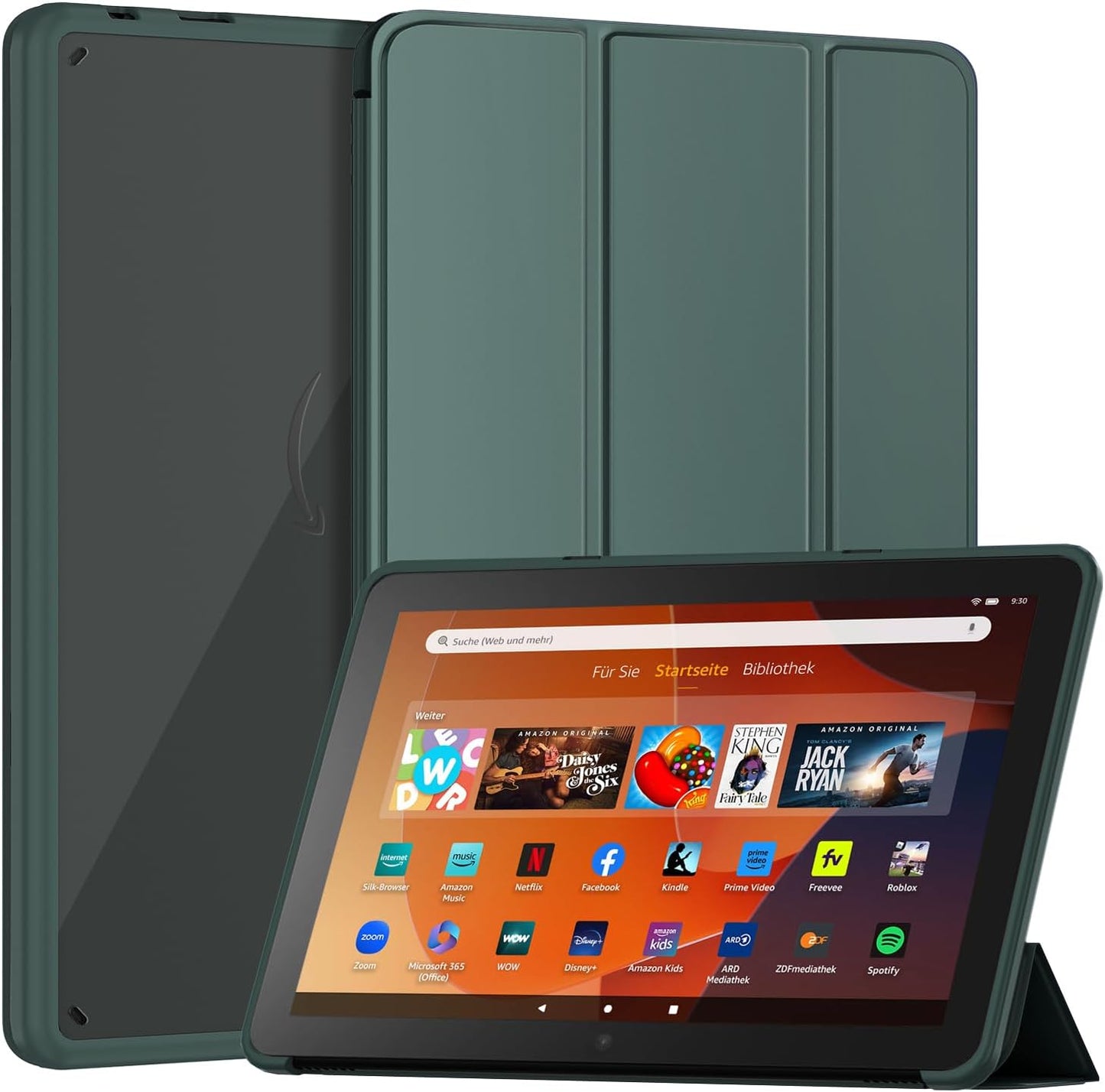 New Amazon Fire HD 10 Tablet Case(Only Fit 13th Gen, 2023 Release), Sanyetral Premium PU Leather Trifold Stand PC Clear Back Cover Case with Auto Wake/Sleep, Not for Nokia iPad Samsung -Navy Blue
