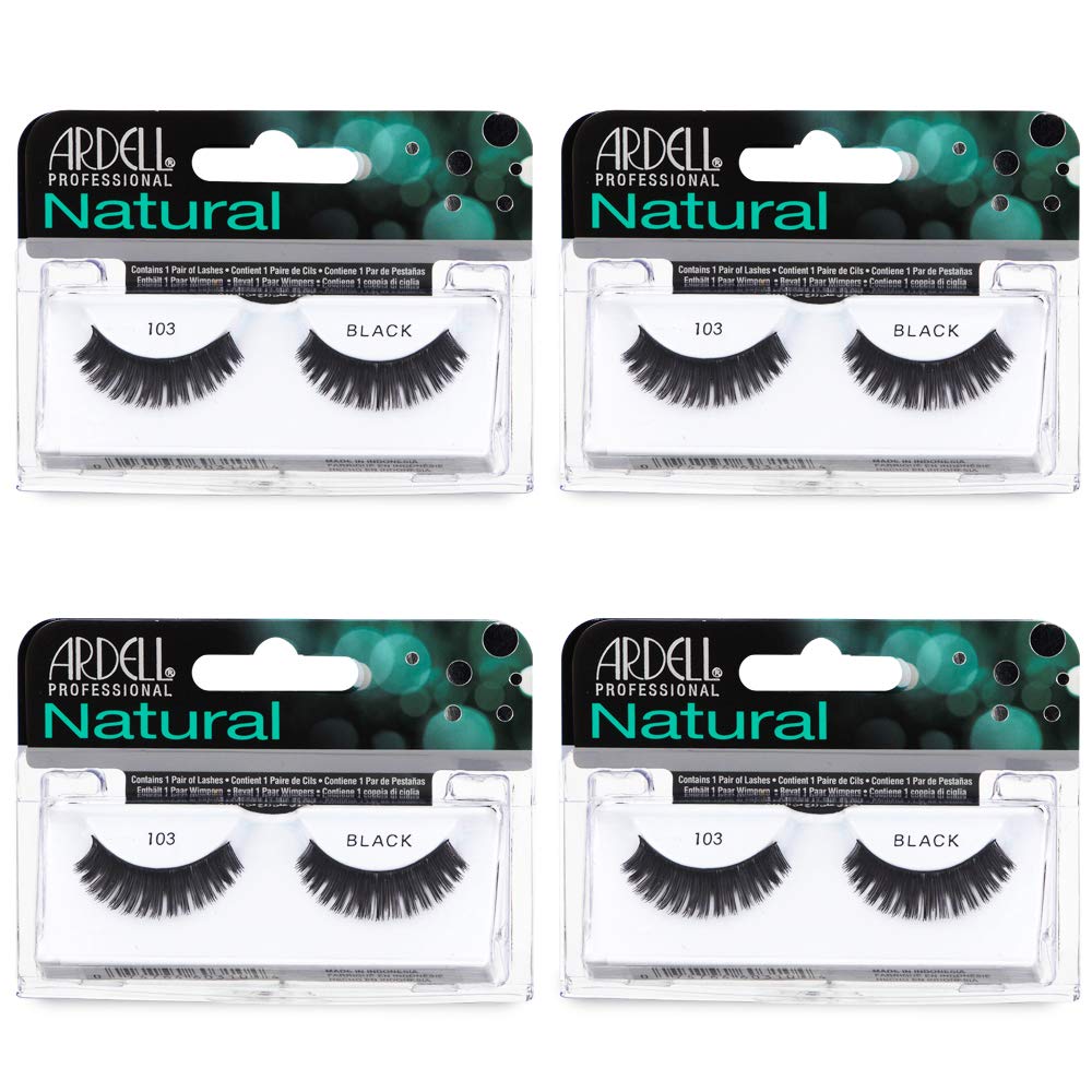 Ardell Natural Lashes False Eyelashes 120 - Black, Natural Look Strip Lashes, Reusable - 4 Pack