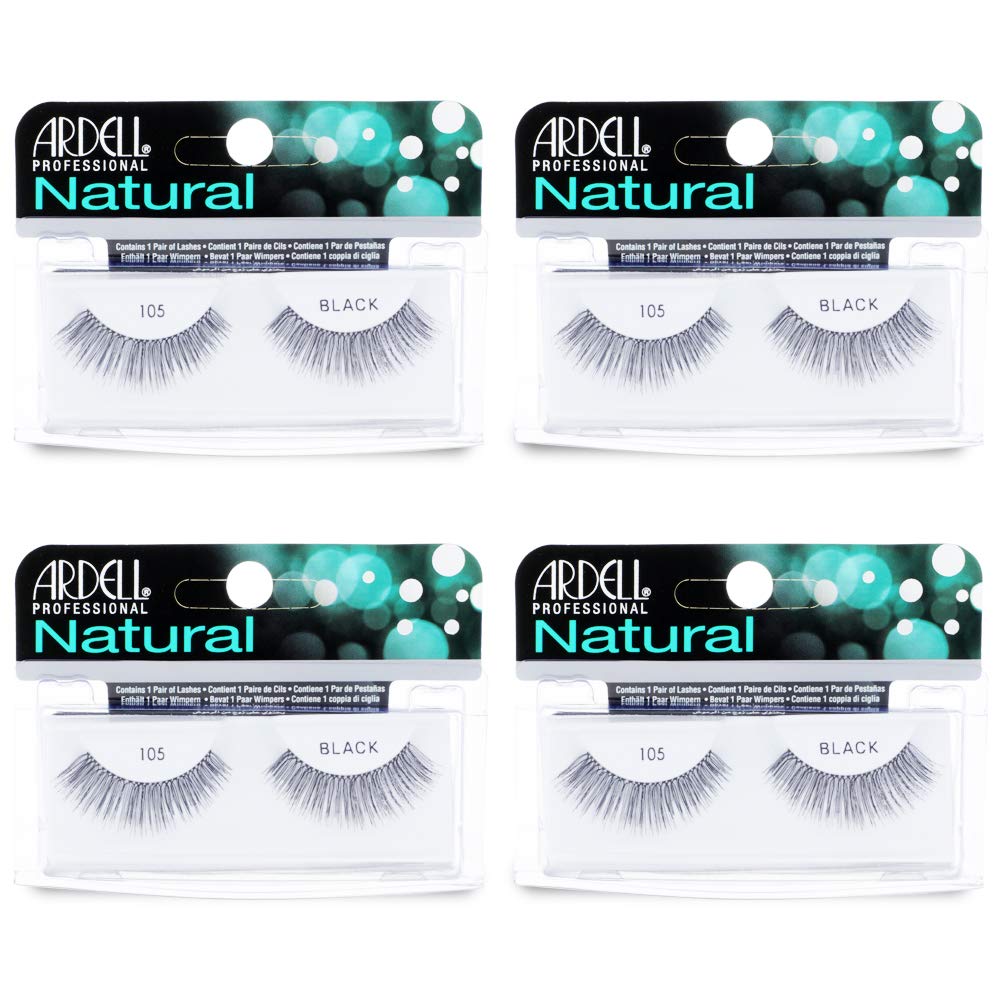 Ardell Natural Lashes False Eyelashes 120 - Black, Natural Look Strip Lashes, Reusable - 4 Pack
