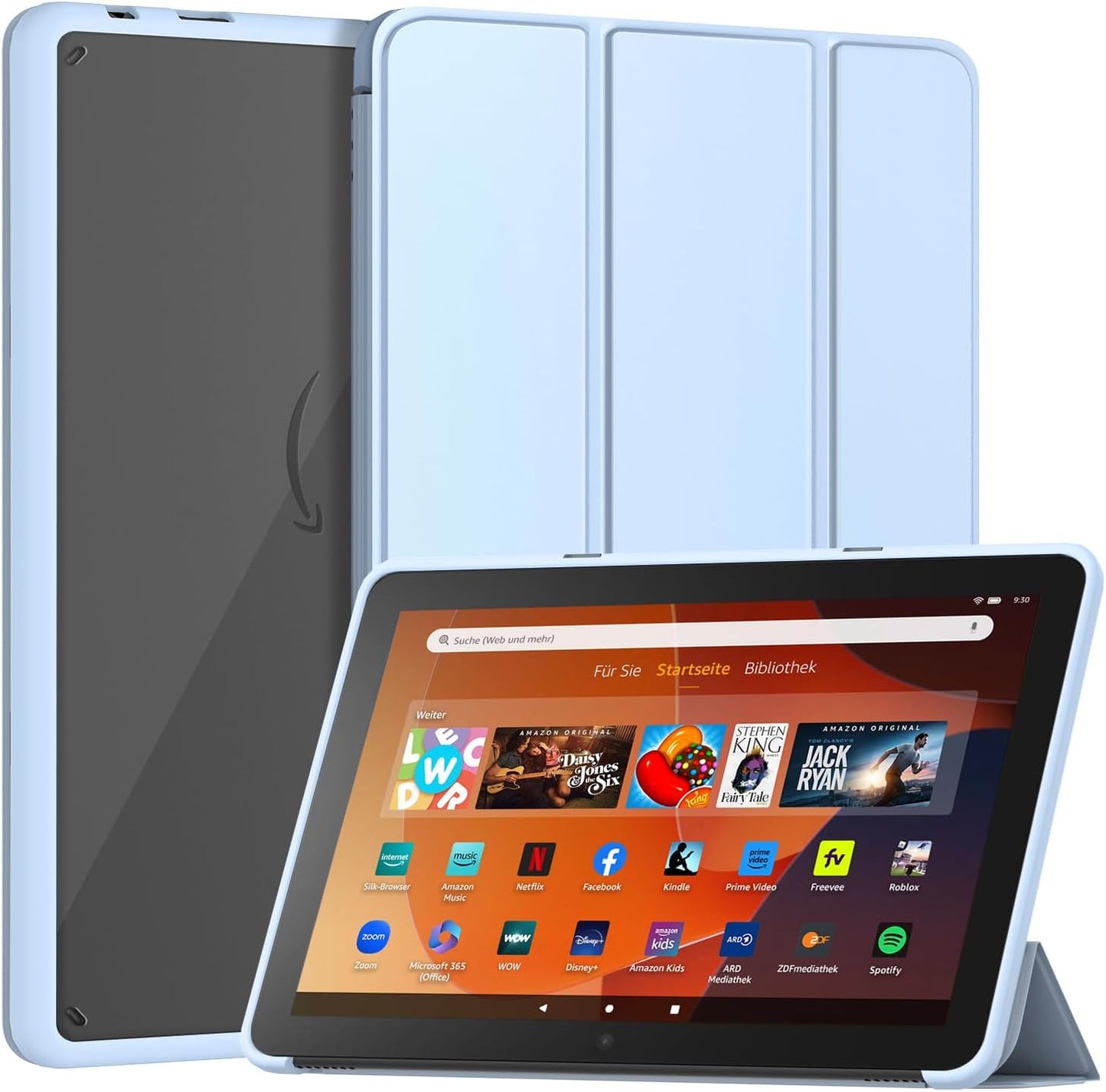New Amazon Fire HD 10 Tablet Case(Only Fit 13th Gen, 2023 Release), Sanyetral Premium PU Leather Trifold Stand PC Clear Back Cover Case with Auto Wake/Sleep, Not for Nokia iPad Samsung -Navy Blue