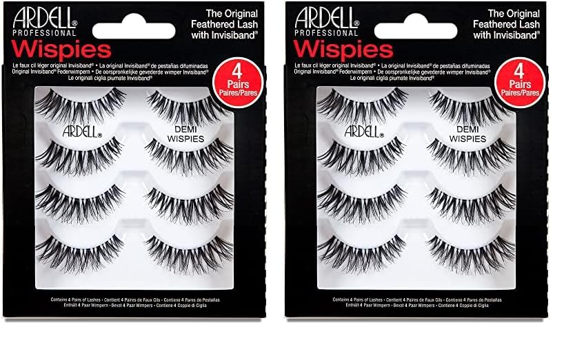 Ardell Demi Wispies - Black, The Original Feathered Lash with Invisiband, 6 pairs, 1-pack