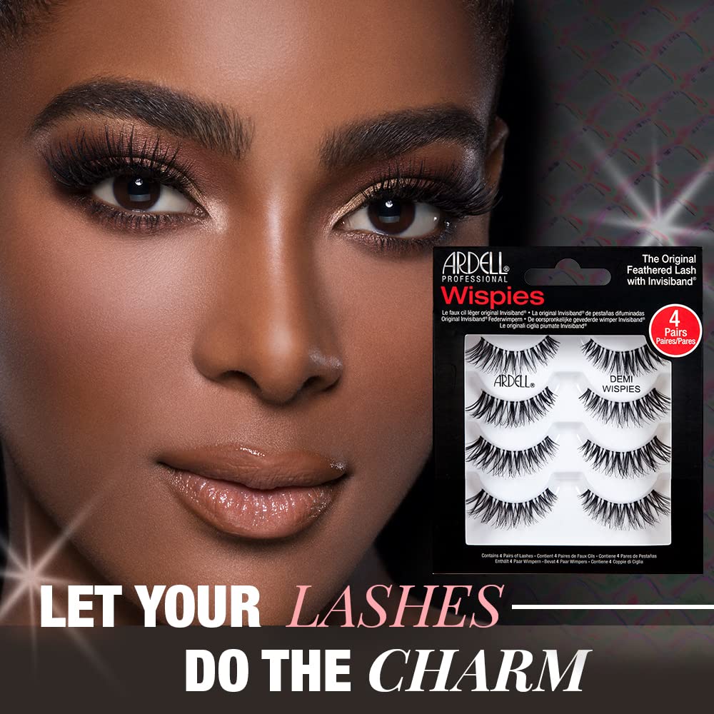 Ardell Demi Wispies - Black, The Original Feathered Lash with Invisiband, 6 pairs, 1-pack