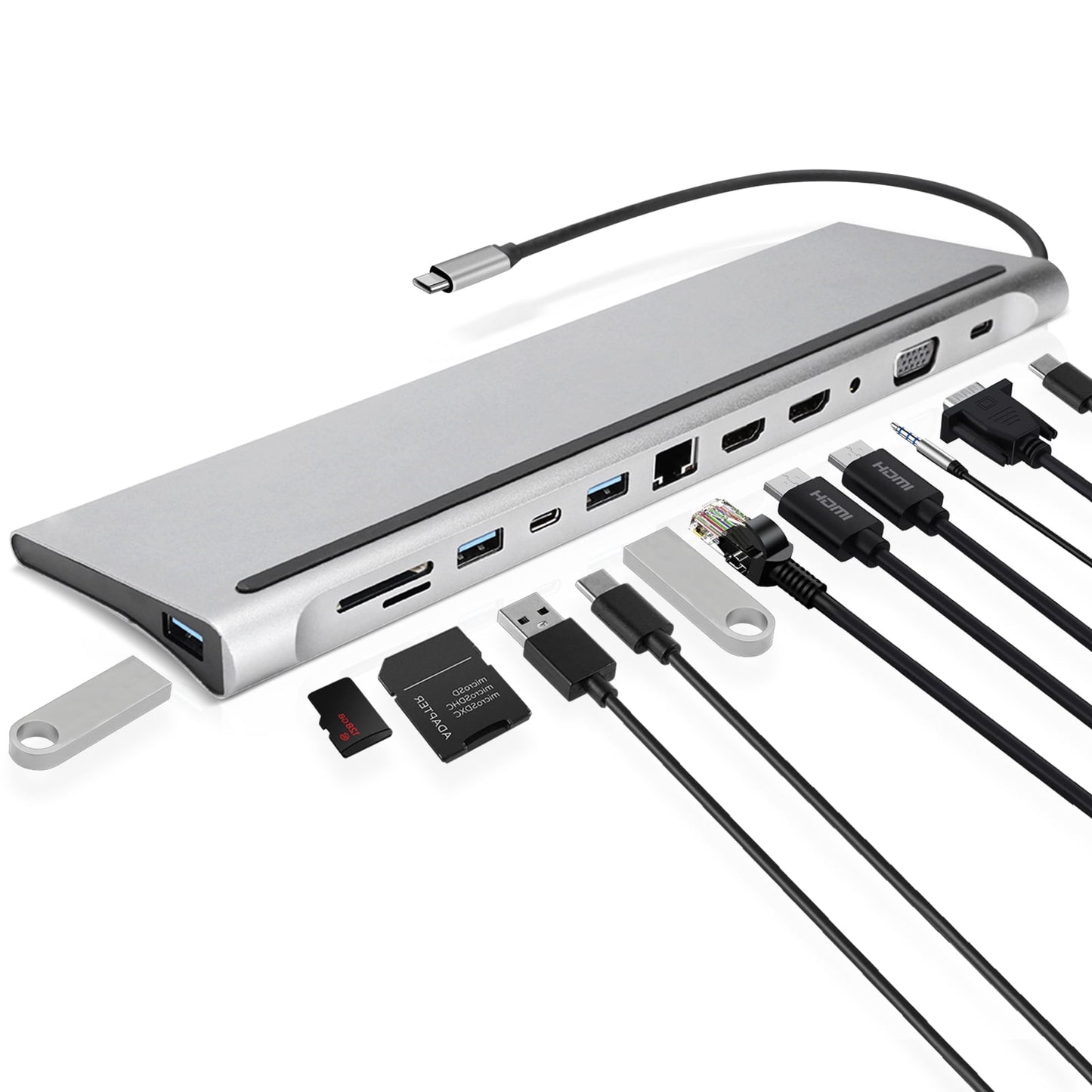 USB C Docking Station 12-in-1 USB C Hub with Dual HD-MI 4K Monitors Ports, 3 USB A Port, 87W PD Charging, TF/SD Card Reader, VGA, RJ45 LAN Port, USB C 3.0 Adapter for PC/Laptop/Phone