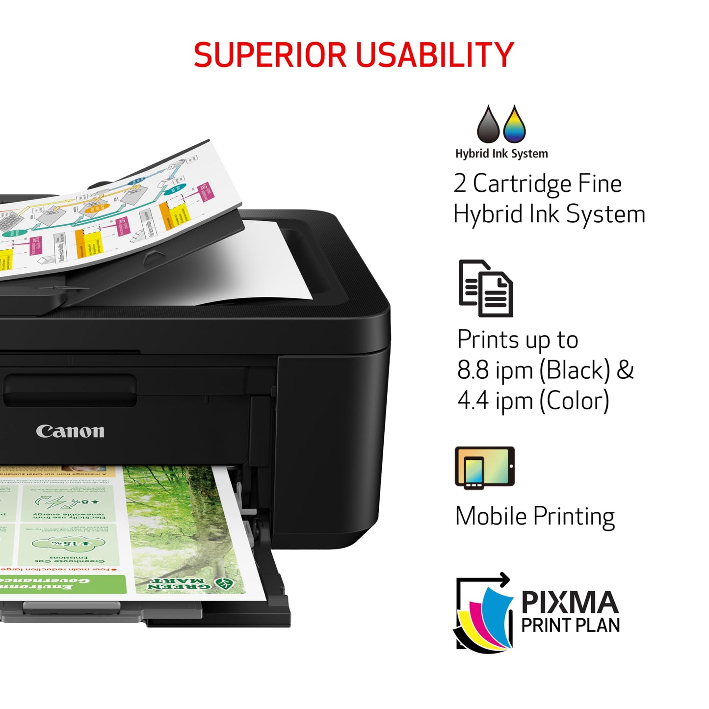 Canon PIXMA TR4720 All-in-One Wireless Printer for Home use, with Auto Document Feeder, Mobile Printing and Built-in Fax, Black
