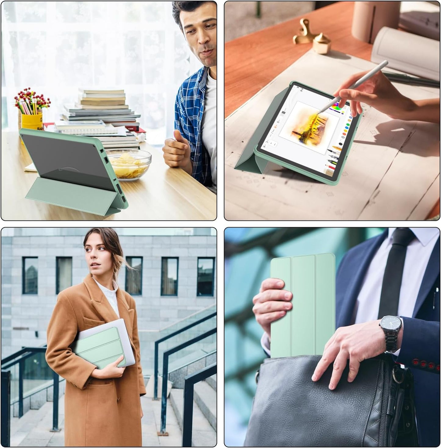 New Amazon Fire HD 10 Tablet Case(Only Fit 13th Gen, 2023 Release), Sanyetral Premium PU Leather Trifold Stand PC Clear Back Cover Case with Auto Wake/Sleep, Not for Nokia iPad Samsung -Navy Blue