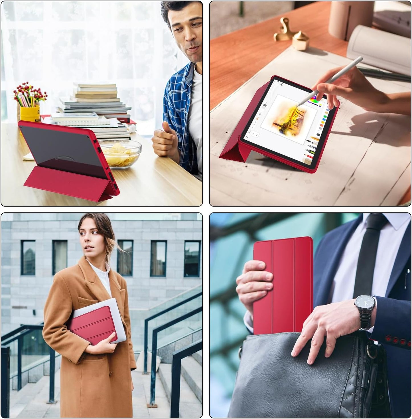 New Amazon Fire HD 10 Tablet Case(Only Fit 13th Gen, 2023 Release), Sanyetral Premium PU Leather Trifold Stand PC Clear Back Cover Case with Auto Wake/Sleep, Not for Nokia iPad Samsung -Navy Blue