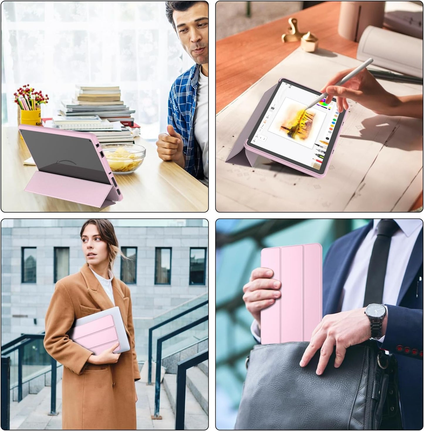 New Amazon Fire HD 10 Tablet Case(Only Fit 13th Gen, 2023 Release), Sanyetral Premium PU Leather Trifold Stand PC Clear Back Cover Case with Auto Wake/Sleep, Not for Nokia iPad Samsung -Navy Blue