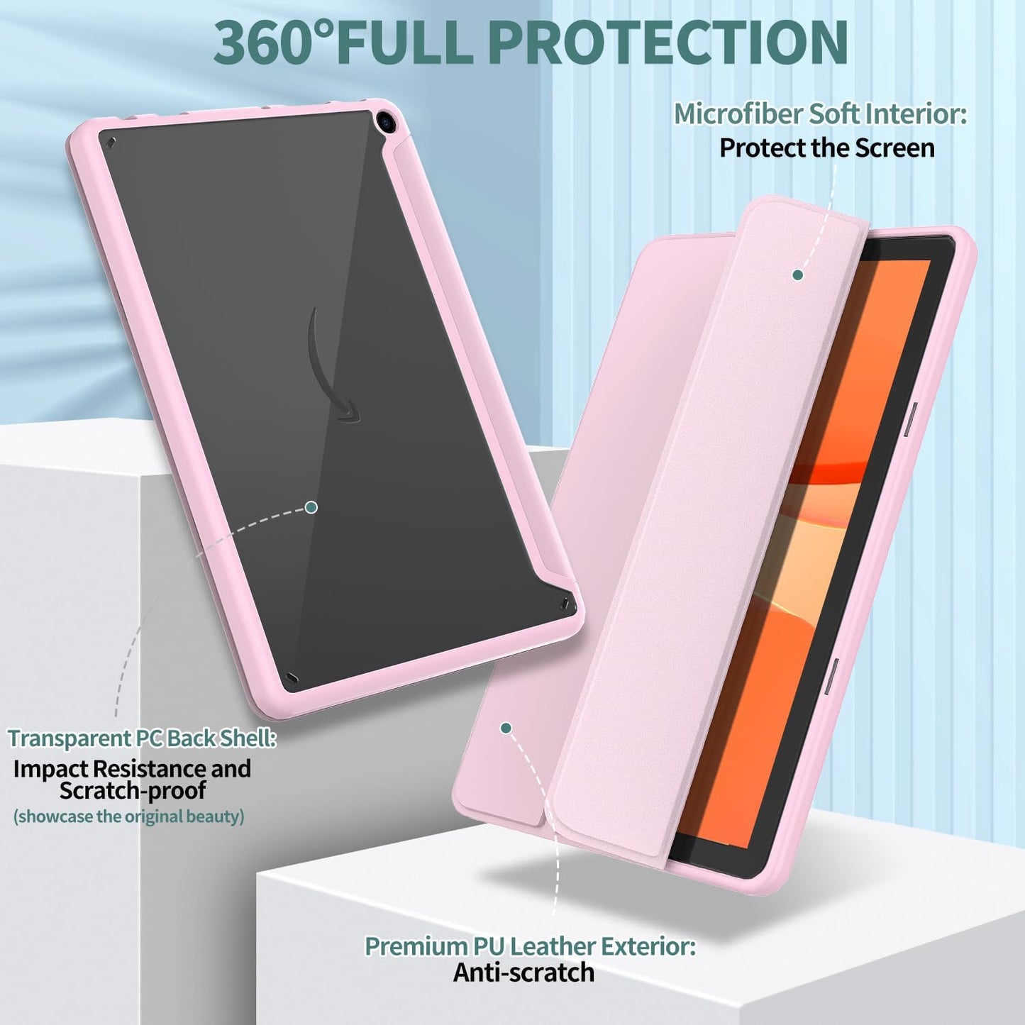 New Amazon Fire HD 10 Tablet Case(Only Fit 13th Gen, 2023 Release), Sanyetral Premium PU Leather Trifold Stand PC Clear Back Cover Case with Auto Wake/Sleep, Not for Nokia iPad Samsung -Navy Blue