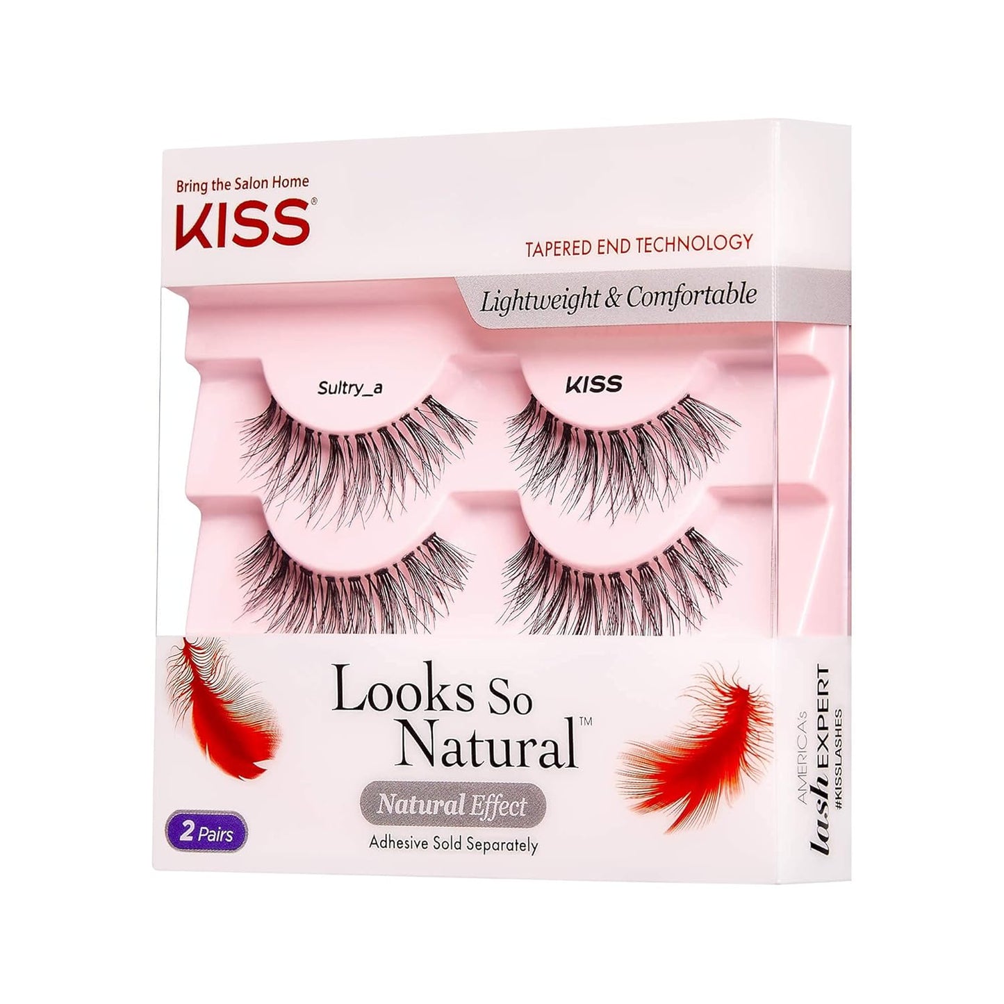 KISS Looks So Natural False Eyelashes Multipack, Lightweight & Comfortable, Tapered End Technology, Reusable, Cruelty-Free, Contact Lens Friendly, Style 'Shy', 5 Pairs Fake Eyelashes