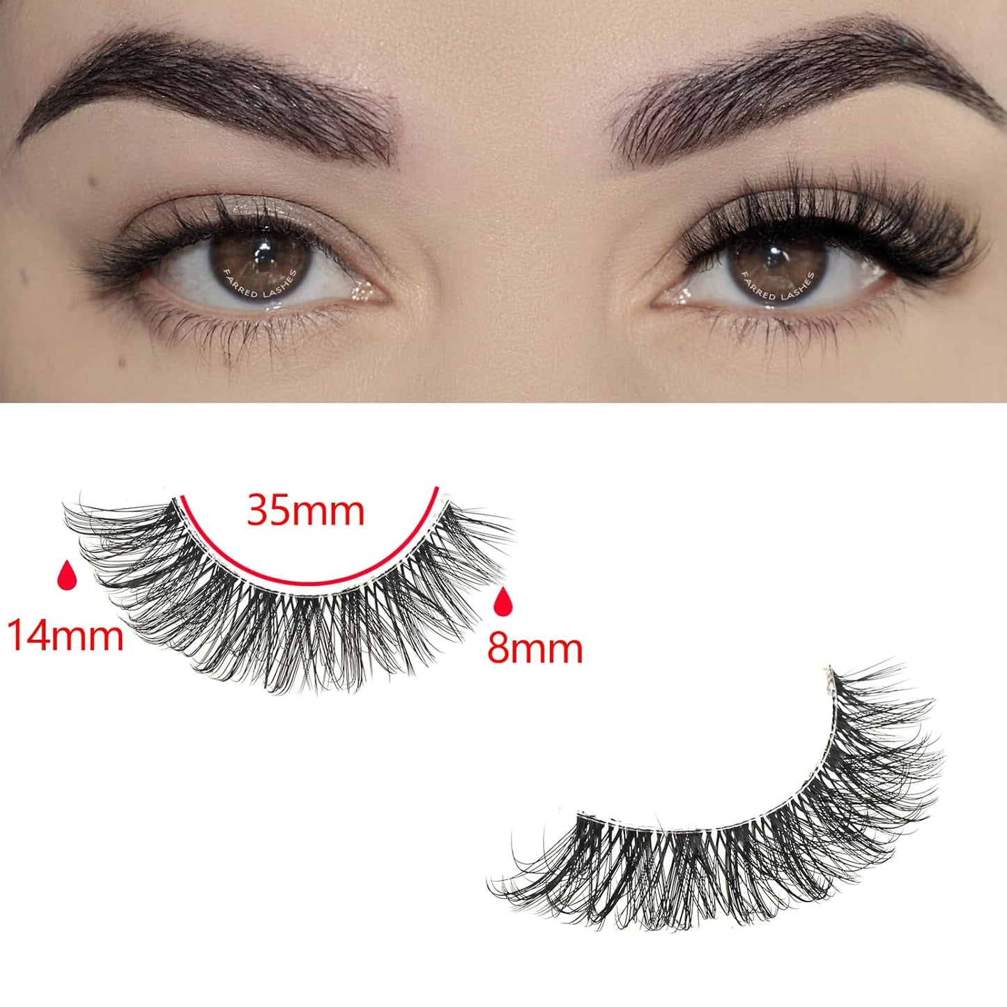 FARRED Natural Lashes Wispy False Eyelashes Fake Cat Eye Lashes Pack 10 Pairs Natural Look Lash Strips Fluffy Mink Eyelash Full Strip Lashes (C1 | 8-14MM)