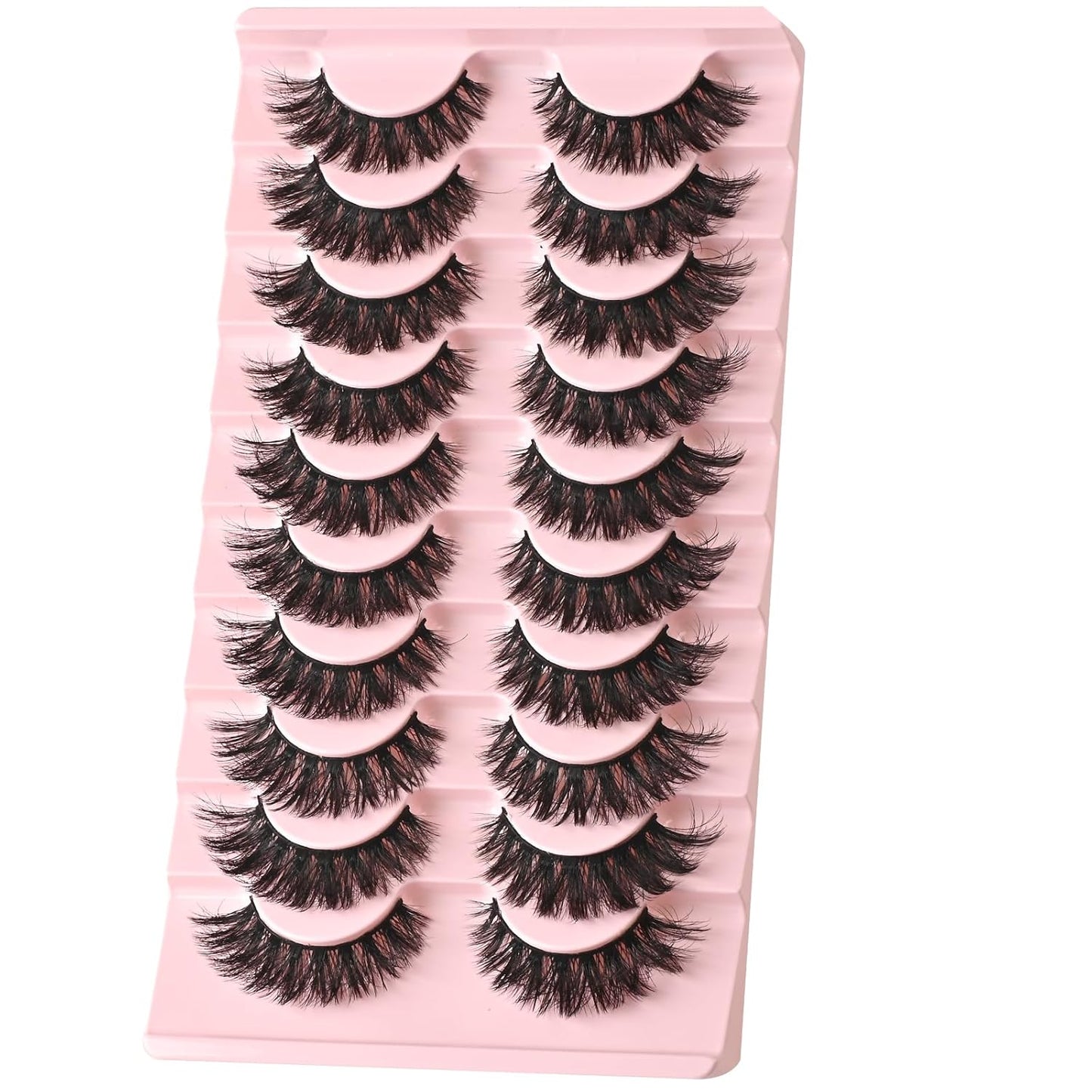 FARRED Natural Lashes Wispy False Eyelashes Fake Cat Eye Lashes Pack 10 Pairs Natural Look Lash Strips Fluffy Mink Eyelash Full Strip Lashes (C1 | 8-14MM)