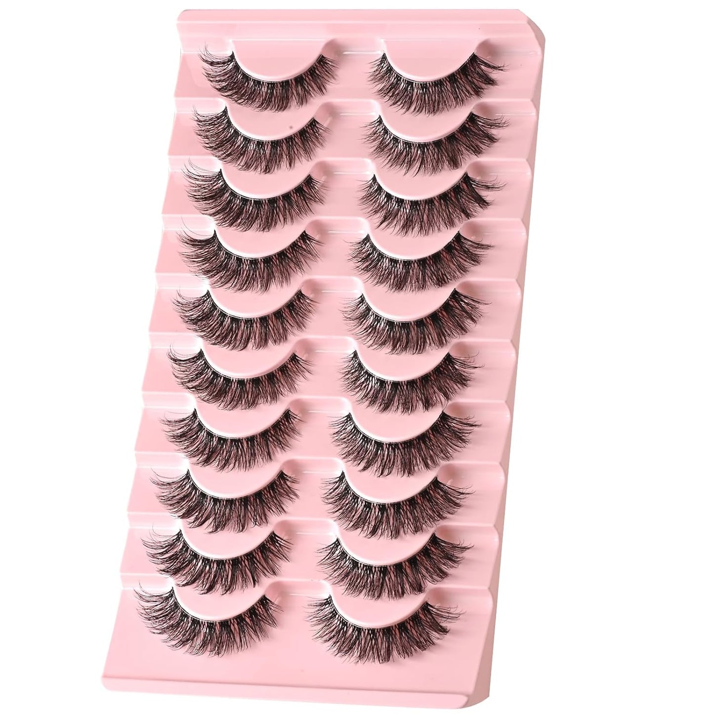 FARRED Natural Lashes Wispy False Eyelashes Fake Cat Eye Lashes Pack 10 Pairs Natural Look Lash Strips Fluffy Mink Eyelash Full Strip Lashes (C1 | 8-14MM)