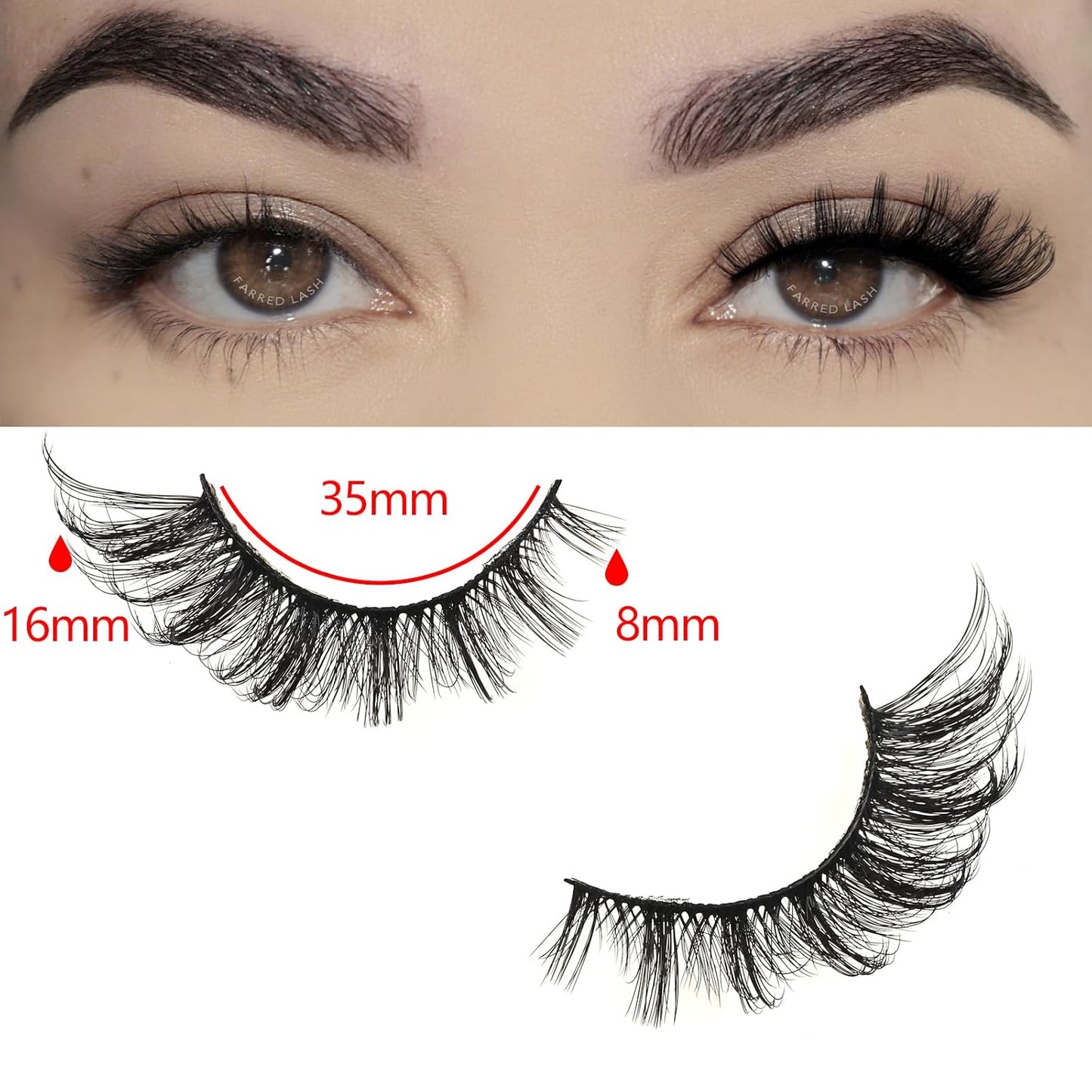 FARRED Natural Lashes Wispy False Eyelashes Fake Cat Eye Lashes Pack 10 Pairs Natural Look Lash Strips Fluffy Mink Eyelash Full Strip Lashes (C1 | 8-14MM)