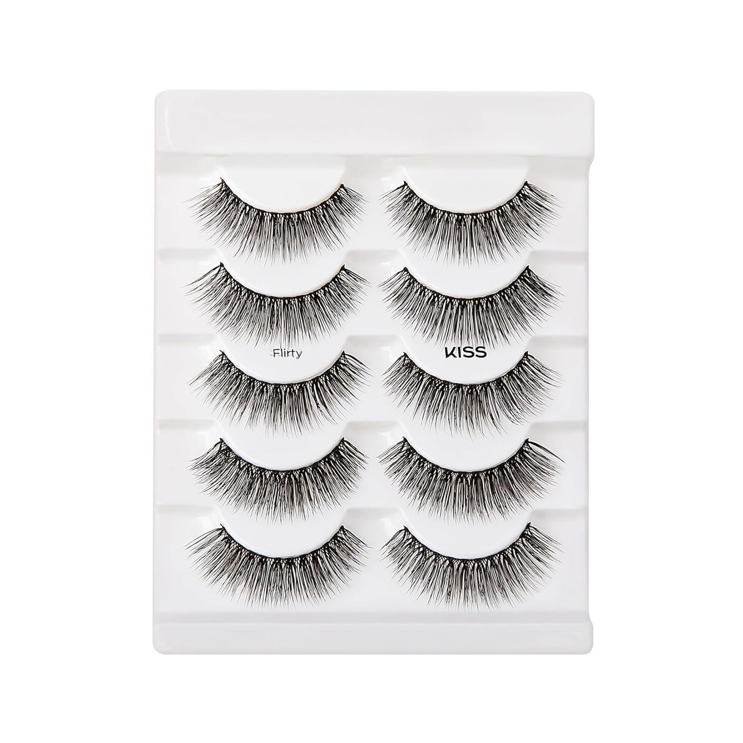 KISS Looks So Natural False Eyelashes Multipack, Lightweight & Comfortable, Tapered End Technology, Reusable, Cruelty-Free, Contact Lens Friendly, Style 'Shy', 5 Pairs Fake Eyelashes