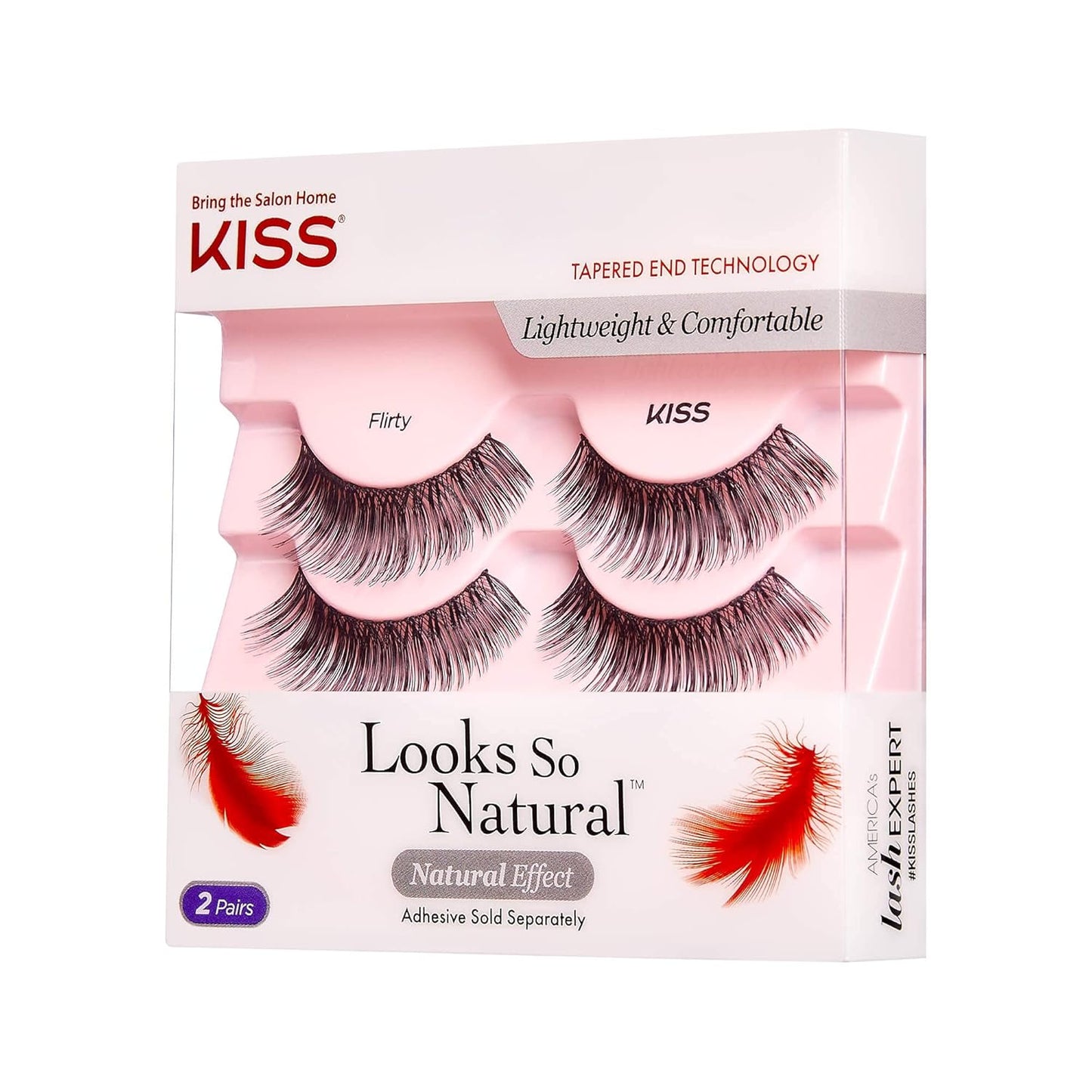 KISS Looks So Natural False Eyelashes Multipack, Lightweight & Comfortable, Tapered End Technology, Reusable, Cruelty-Free, Contact Lens Friendly, Style 'Shy', 5 Pairs Fake Eyelashes