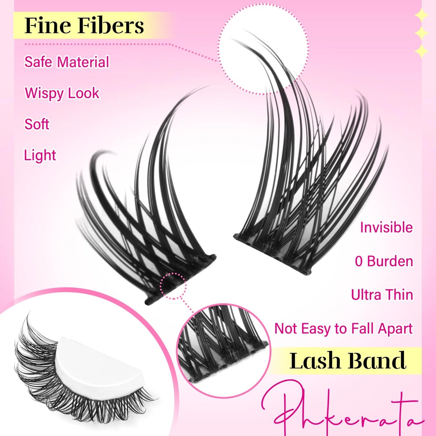 Natural Lash Clusters Wispy Eyelash Clusters 110 pcs Cluster Eyelash Extensions C Curl Individual Lashes 10-16 mm Mix Length Natural Look Lashes Clusters with Thin Lash Band