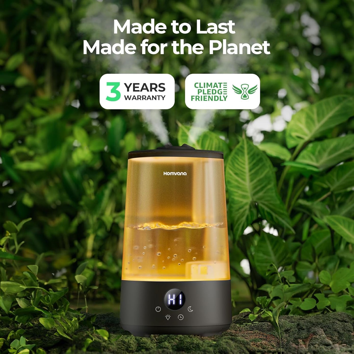 Homvana Humidifiers for Bedroom Home, 3.6 L Cool Mist Top-Fill 34H Super Long Time, Quiet 16dB, Baby Humidifier, Oil Diffuser for Large Room, Plants, Nursery, Office BPA FREE, 7 Color Light Ultrasonic