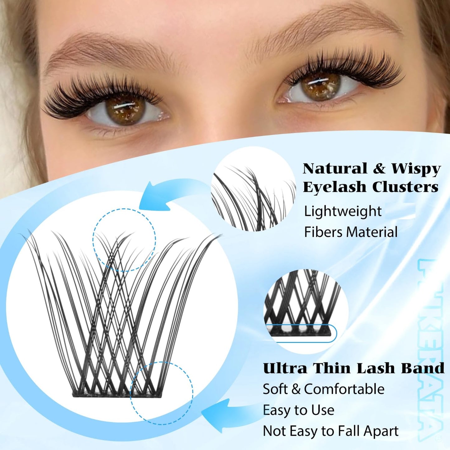 Natural Lash Clusters Wispy Eyelash Clusters 110 pcs Cluster Eyelash Extensions C Curl Individual Lashes 10-16 mm Mix Length Natural Look Lashes Clusters with Thin Lash Band