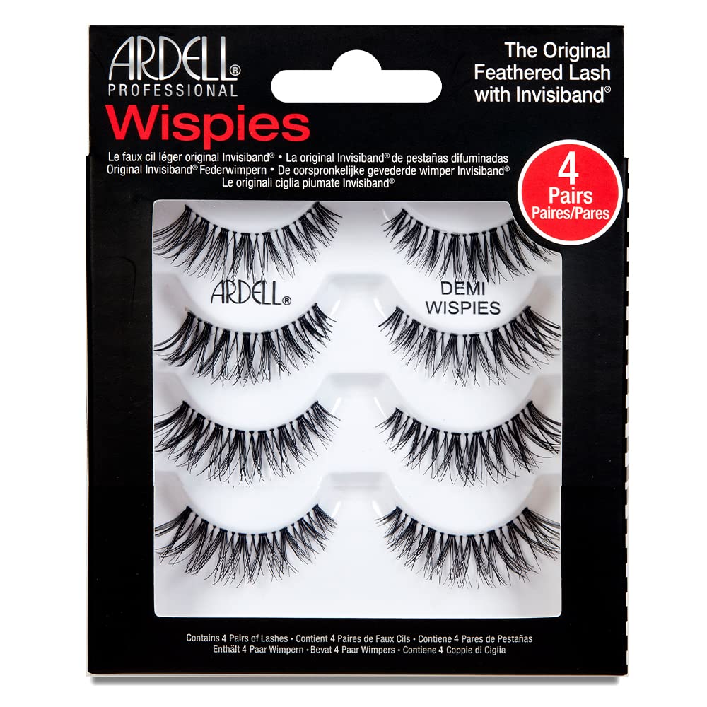 Ardell Demi Wispies - Black, The Original Feathered Lash with Invisiband, 6 pairs, 1-pack