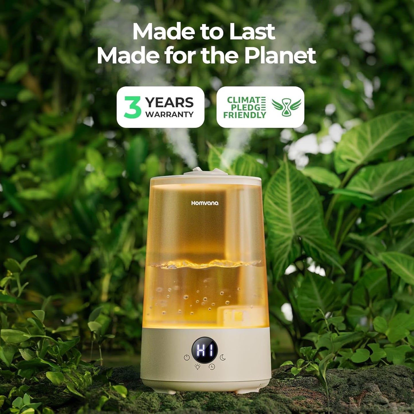 Homvana Humidifiers for Bedroom Home, 3.6 L Cool Mist Top-Fill 34H Super Long Time, Quiet 16dB, Baby Humidifier, Oil Diffuser for Large Room, Plants, Nursery, Office BPA FREE, 7 Color Light Ultrasonic