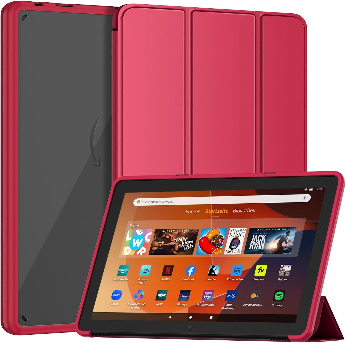 New Amazon Fire HD 10 Tablet Case(Only Fit 13th Gen, 2023 Release), Sanyetral Premium PU Leather Trifold Stand PC Clear Back Cover Case with Auto Wake/Sleep, Not for Nokia iPad Samsung -Navy Blue