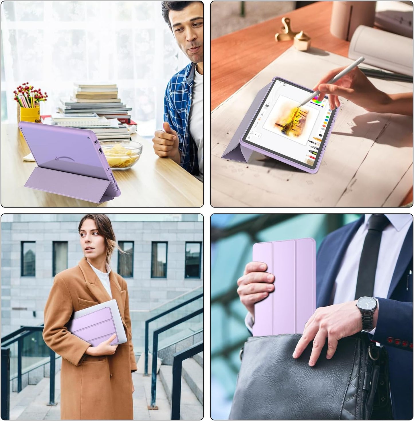 New Amazon Fire HD 10 Tablet Case(Only Fit 13th Gen, 2023 Release), Sanyetral Premium PU Leather Trifold Stand PC Clear Back Cover Case with Auto Wake/Sleep, Not for Nokia iPad Samsung -Navy Blue