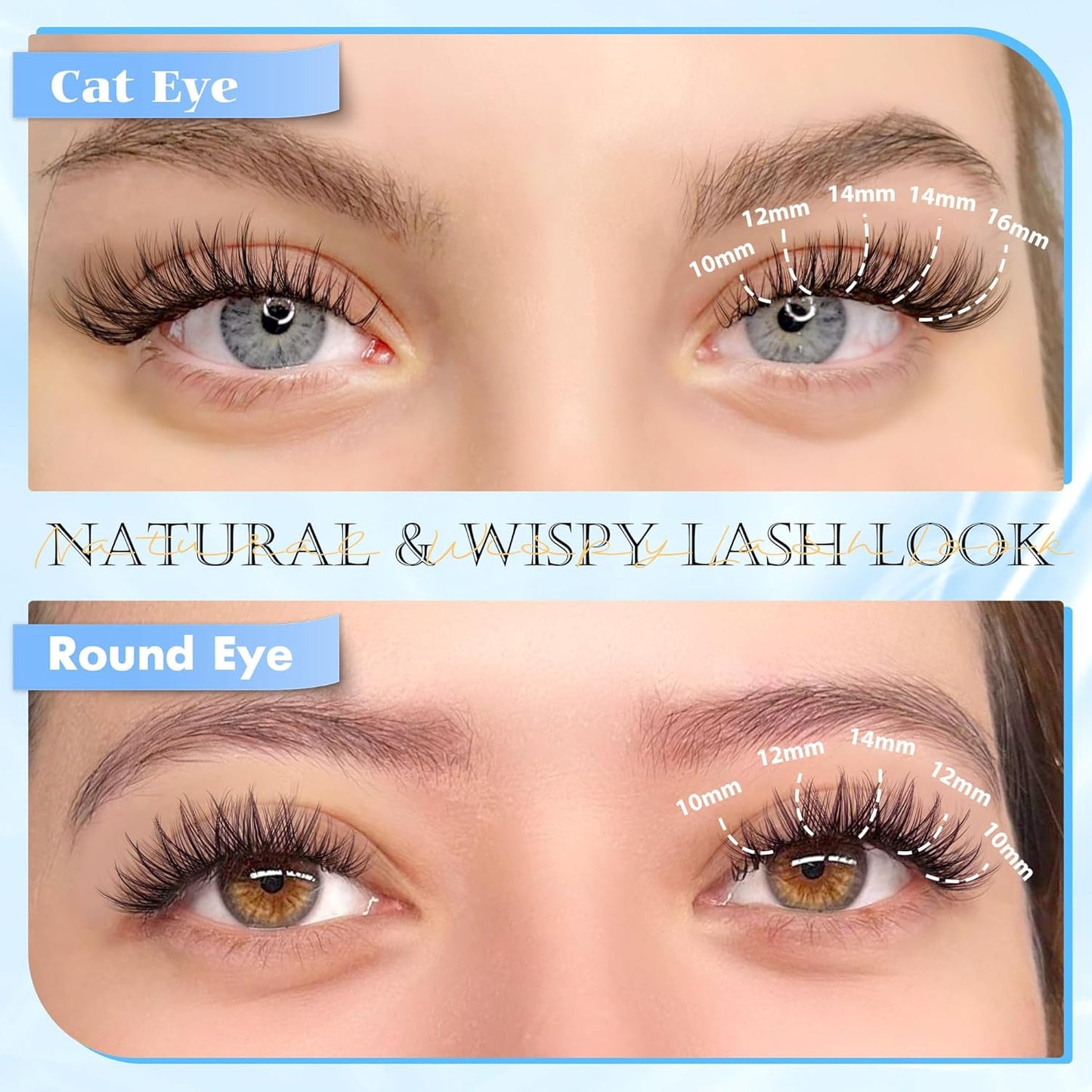 Natural Lash Clusters Wispy Eyelash Clusters 110 pcs Cluster Eyelash Extensions C Curl Individual Lashes 10-16 mm Mix Length Natural Look Lashes Clusters with Thin Lash Band