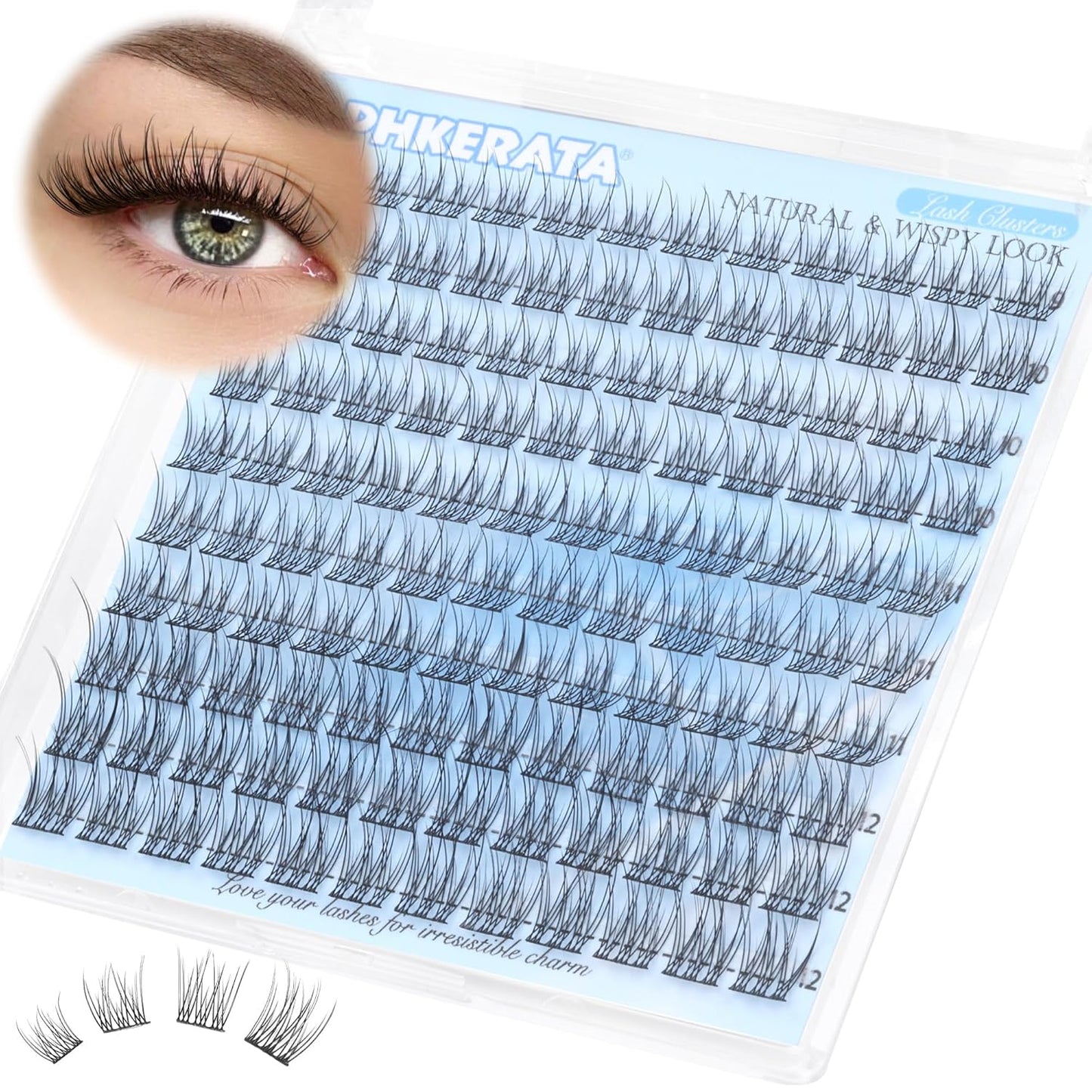 Natural Lash Clusters Wispy Eyelash Clusters 110 pcs Cluster Eyelash Extensions C Curl Individual Lashes 10-16 mm Mix Length Natural Look Lashes Clusters with Thin Lash Band