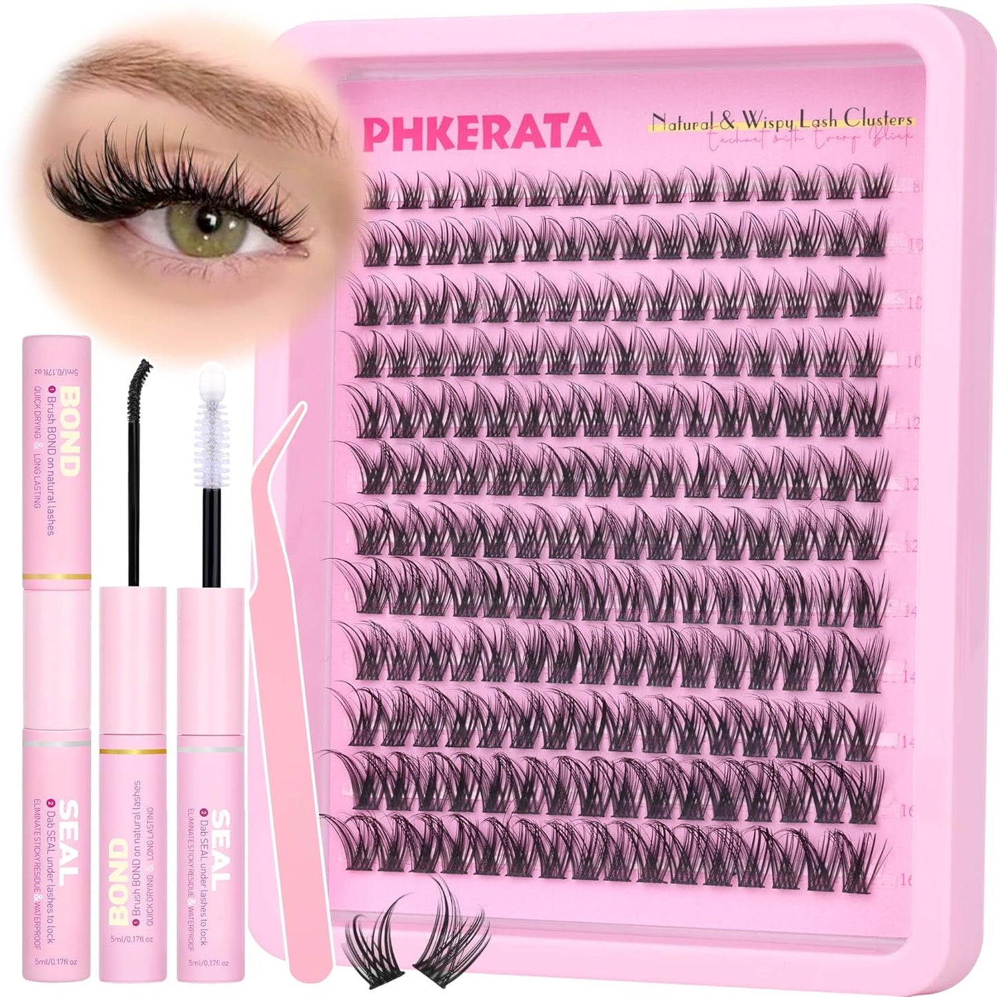 Natural Lash Clusters Wispy Eyelash Clusters 110 pcs Cluster Eyelash Extensions C Curl Individual Lashes 10-16 mm Mix Length Natural Look Lashes Clusters with Thin Lash Band