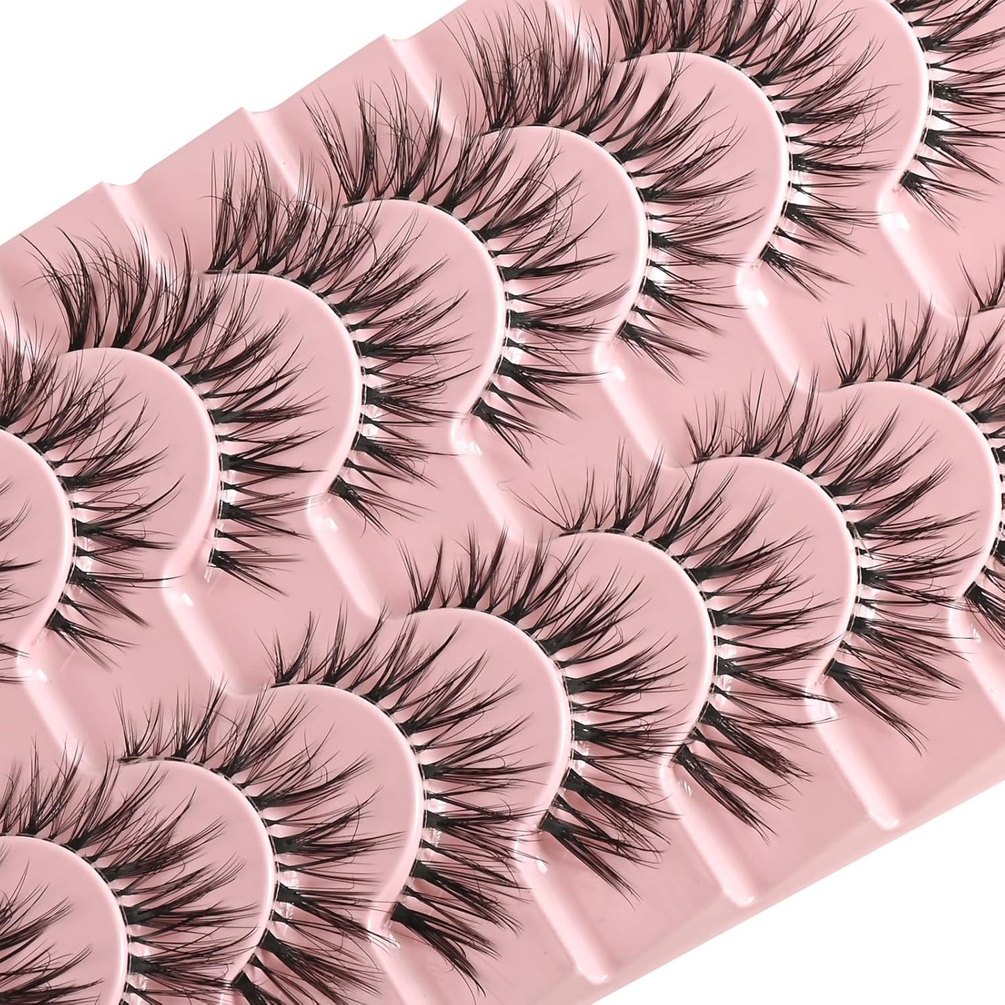 FARRED Natural Lashes Wispy False Eyelashes Fake Cat Eye Lashes Pack 10 Pairs Natural Look Lash Strips Fluffy Mink Eyelash Full Strip Lashes (C1 | 8-14MM)
