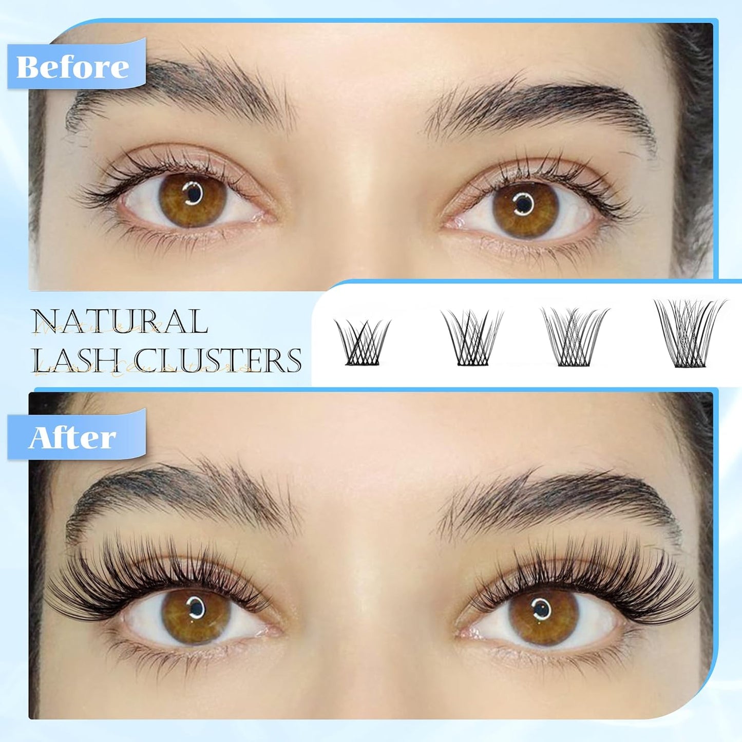 Natural Lash Clusters Wispy Eyelash Clusters 110 pcs Cluster Eyelash Extensions C Curl Individual Lashes 10-16 mm Mix Length Natural Look Lashes Clusters with Thin Lash Band