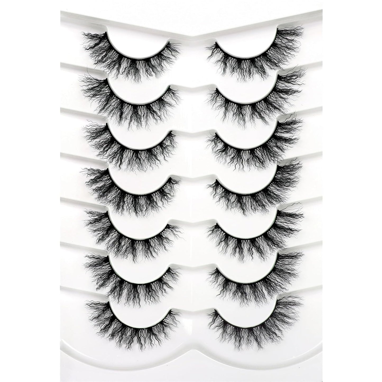 Pooplunch False Eyelashes Cat Eye Wispy Faux Mink Lashes Pack Fluffy Short Natural Fake Lashes 7 Pairs Multipack