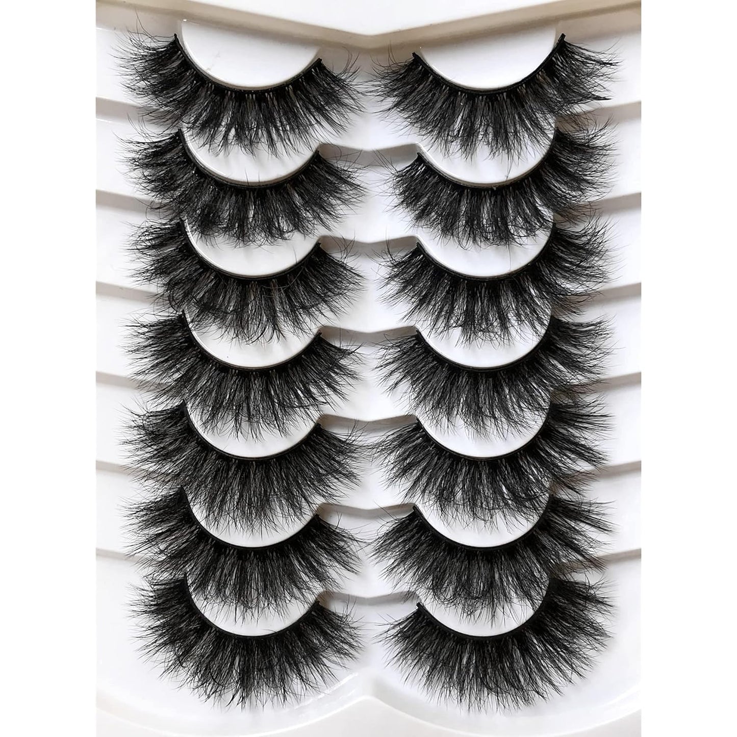 Pooplunch False Eyelashes Cat Eye Wispy Faux Mink Lashes Pack Fluffy Short Natural Fake Lashes 7 Pairs Multipack