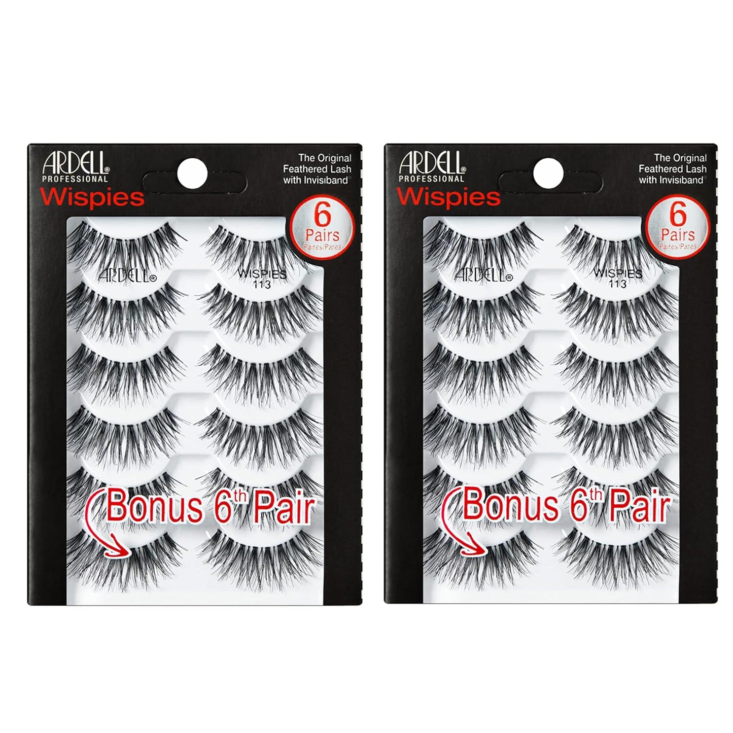 Ardell Demi Wispies - Black, The Original Feathered Lash with Invisiband, 6 pairs, 1-pack