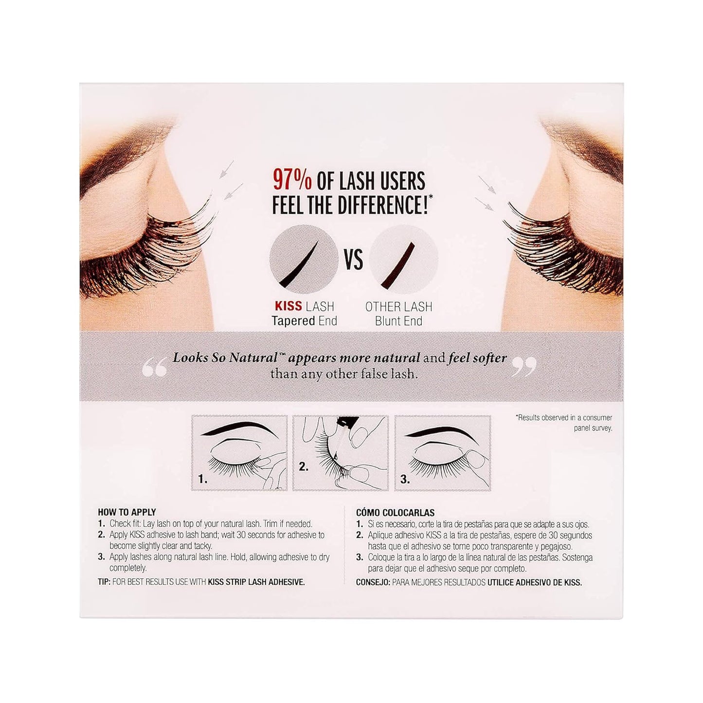 KISS Looks So Natural False Eyelashes Multipack, Lightweight & Comfortable, Tapered End Technology, Reusable, Cruelty-Free, Contact Lens Friendly, Style 'Shy', 5 Pairs Fake Eyelashes