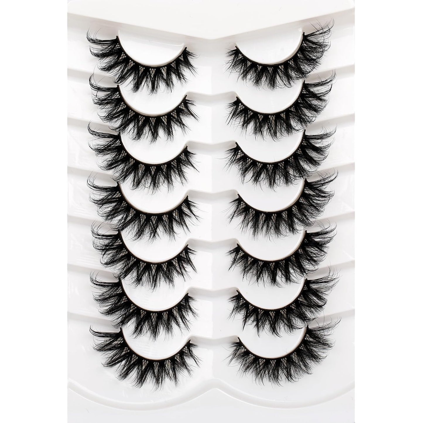 Pooplunch False Eyelashes Cat Eye Wispy Faux Mink Lashes Pack Fluffy Short Natural Fake Lashes 7 Pairs Multipack