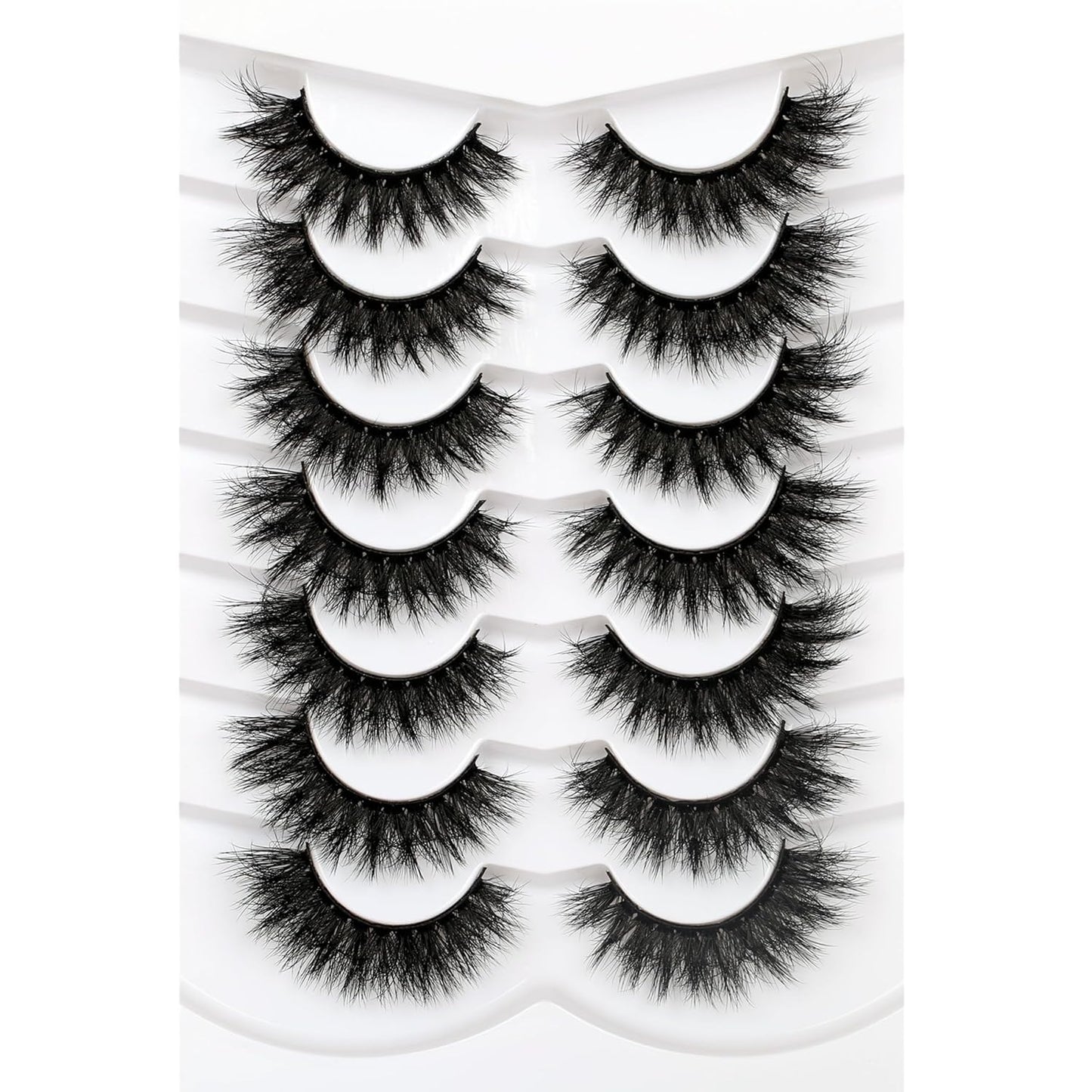Pooplunch False Eyelashes Cat Eye Wispy Faux Mink Lashes Pack Fluffy Short Natural Fake Lashes 7 Pairs Multipack