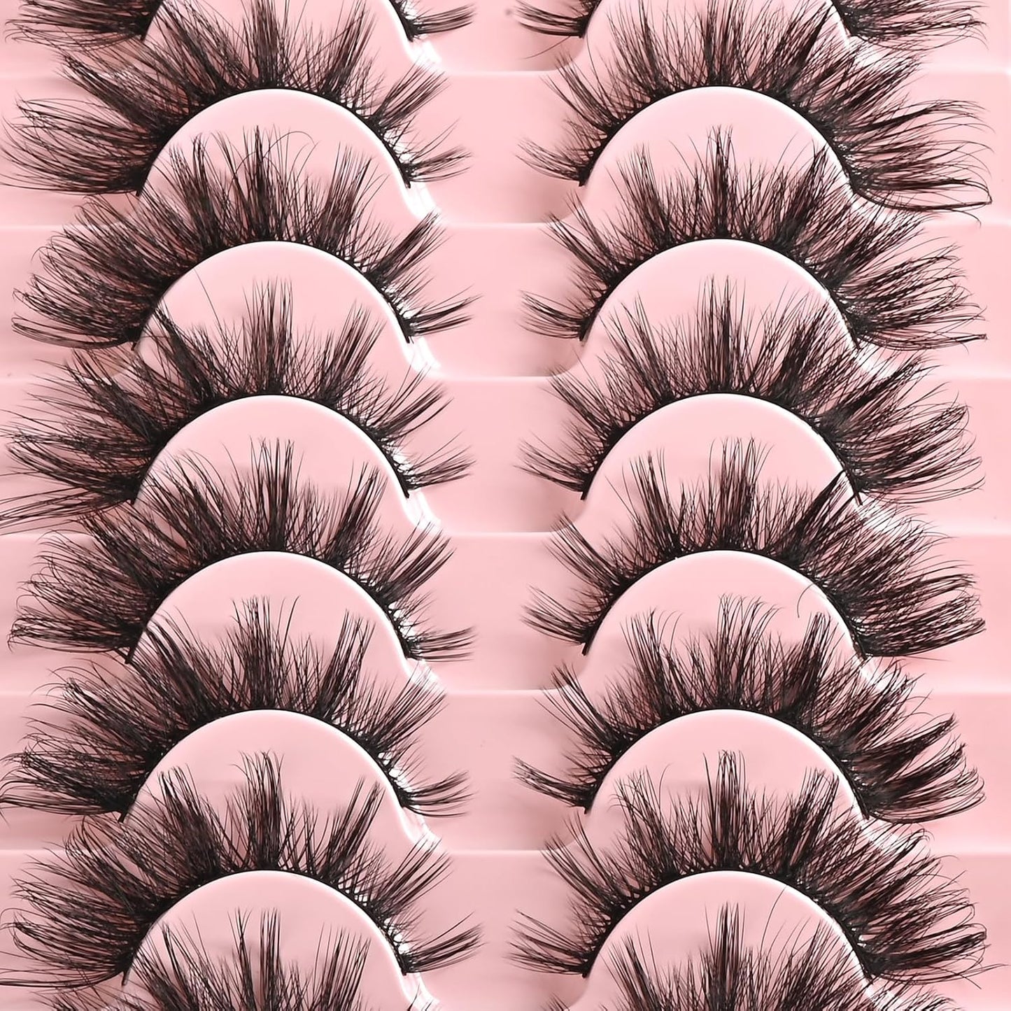 FARRED Natural Lashes Wispy False Eyelashes Fake Cat Eye Lashes Pack 10 Pairs Natural Look Lash Strips Fluffy Mink Eyelash Full Strip Lashes (C1 | 8-14MM)