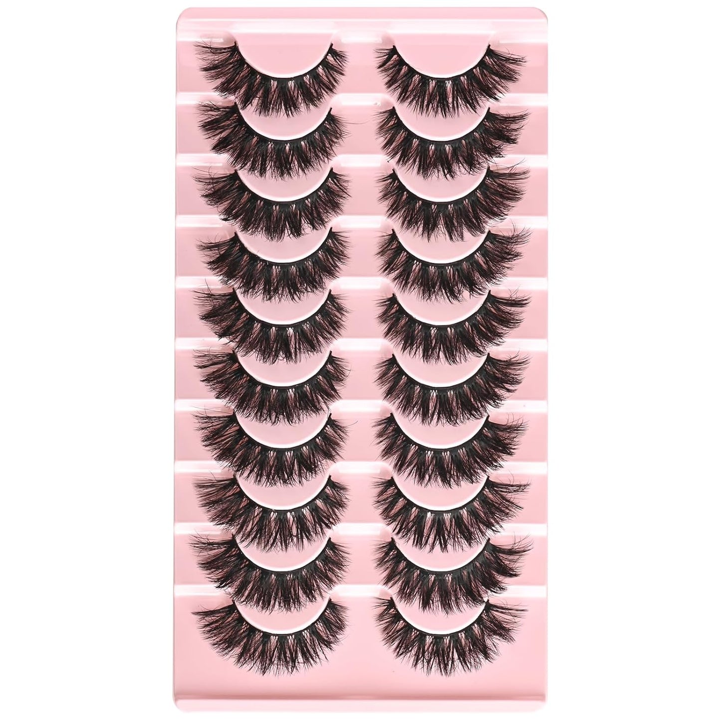 FARRED Natural Lashes Wispy False Eyelashes Fake Cat Eye Lashes Pack 10 Pairs Natural Look Lash Strips Fluffy Mink Eyelash Full Strip Lashes (C1 | 8-14MM)