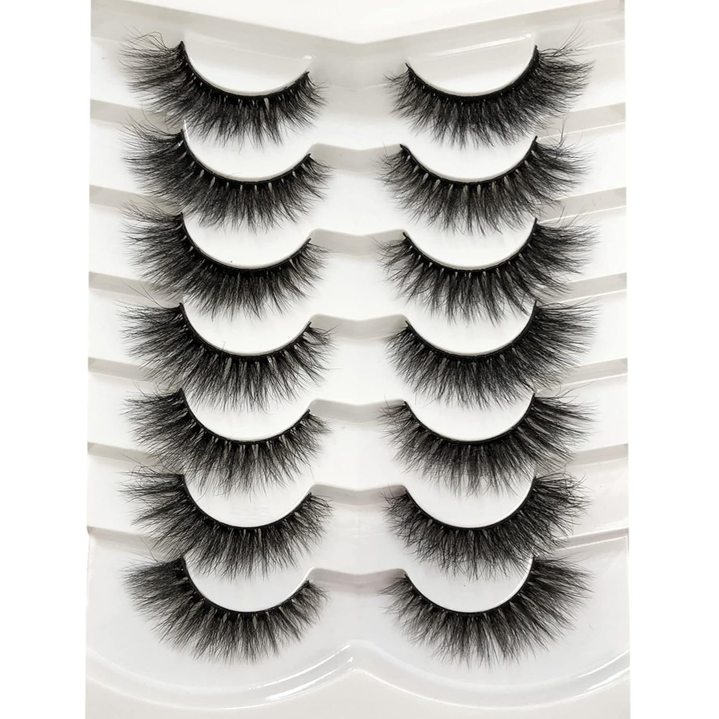 Pooplunch False Eyelashes Cat Eye Wispy Faux Mink Lashes Pack Fluffy Short Natural Fake Lashes 7 Pairs Multipack
